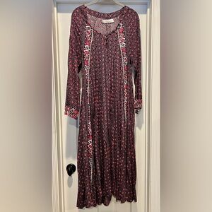 Natalie Martin Black and Red Floral Long Sleeve Fiore Dress